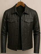 Herrenjacke aus PU-Leder mit Revers