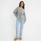 Bouclé Oversized Cardigan mit Schleifen