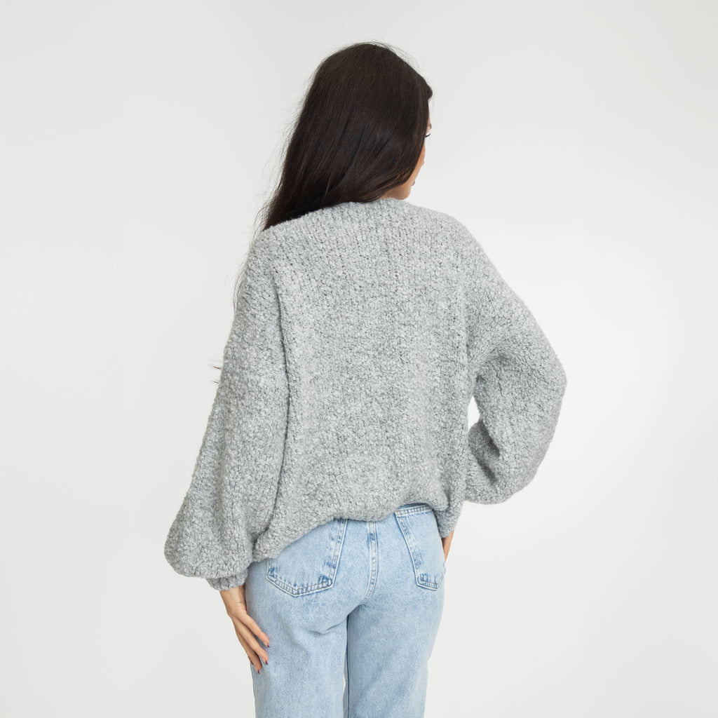 Bouclé Oversized Cardigan mit Schleifen
