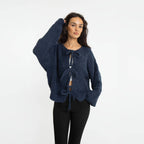Bouclé Oversized Cardigan mit Schleifen