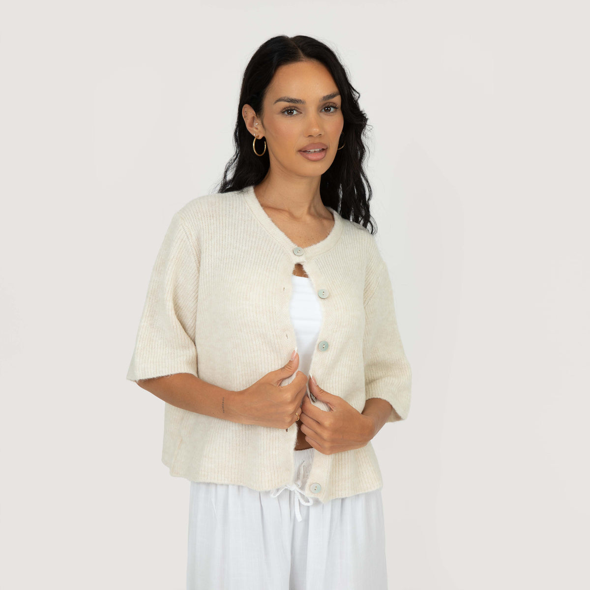 Kurzarm-Strickcardigan