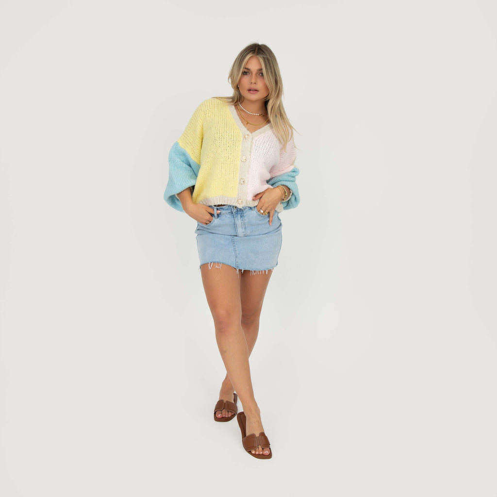 Pastell Velvet Oversized Cardigan