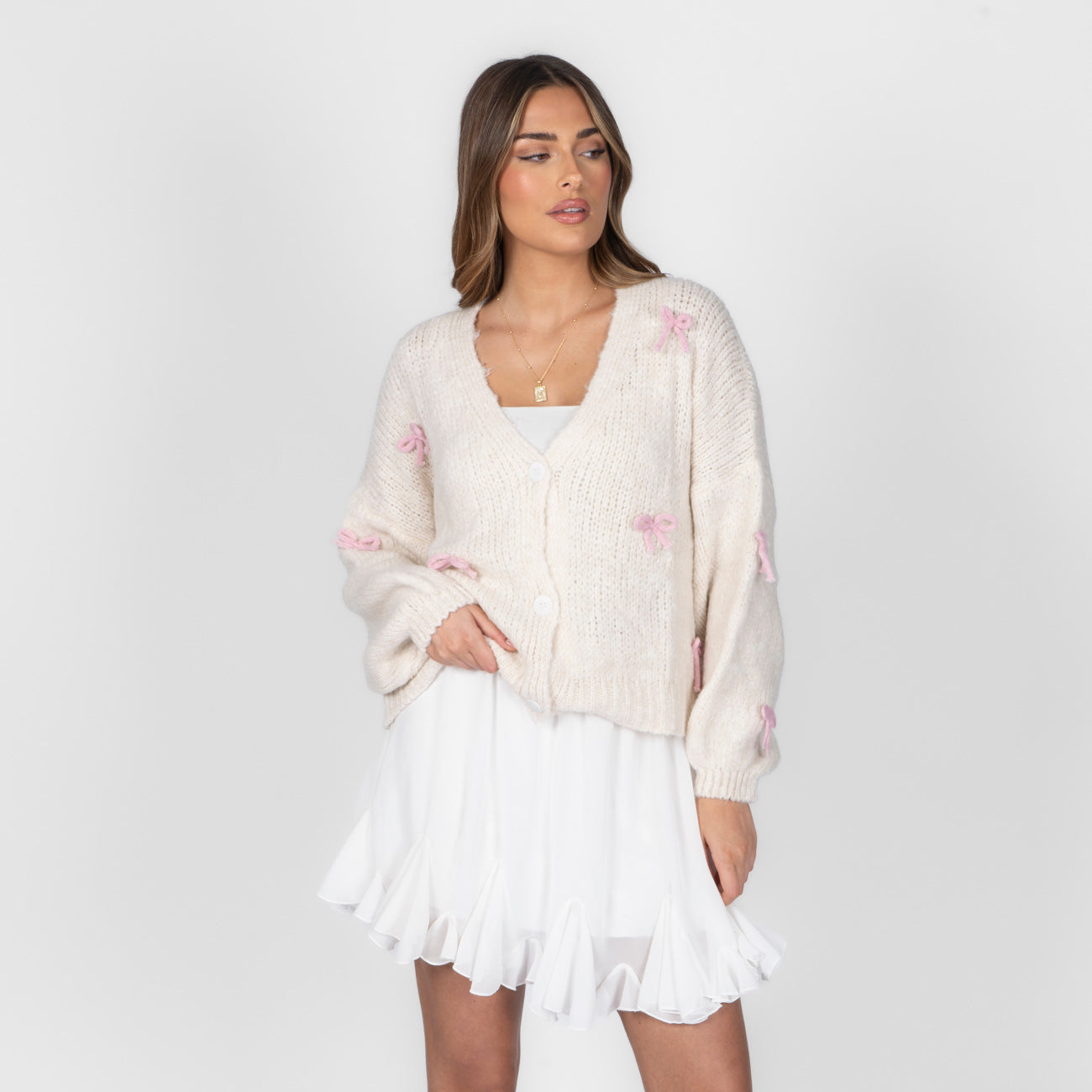Oversize Mini Schleifen Cardigan