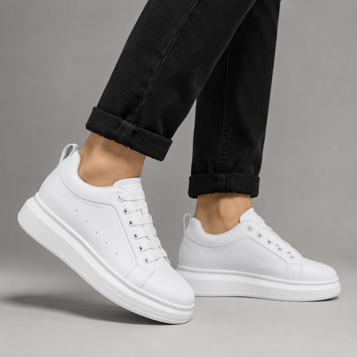 Weiße Sneaker – unsichtbare Größenerhöhung-Wächst bis zu 10 cm