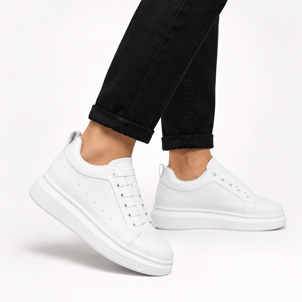 Weiße Sneaker – unsichtbare Größenerhöhung-Wächst bis zu 10 cm