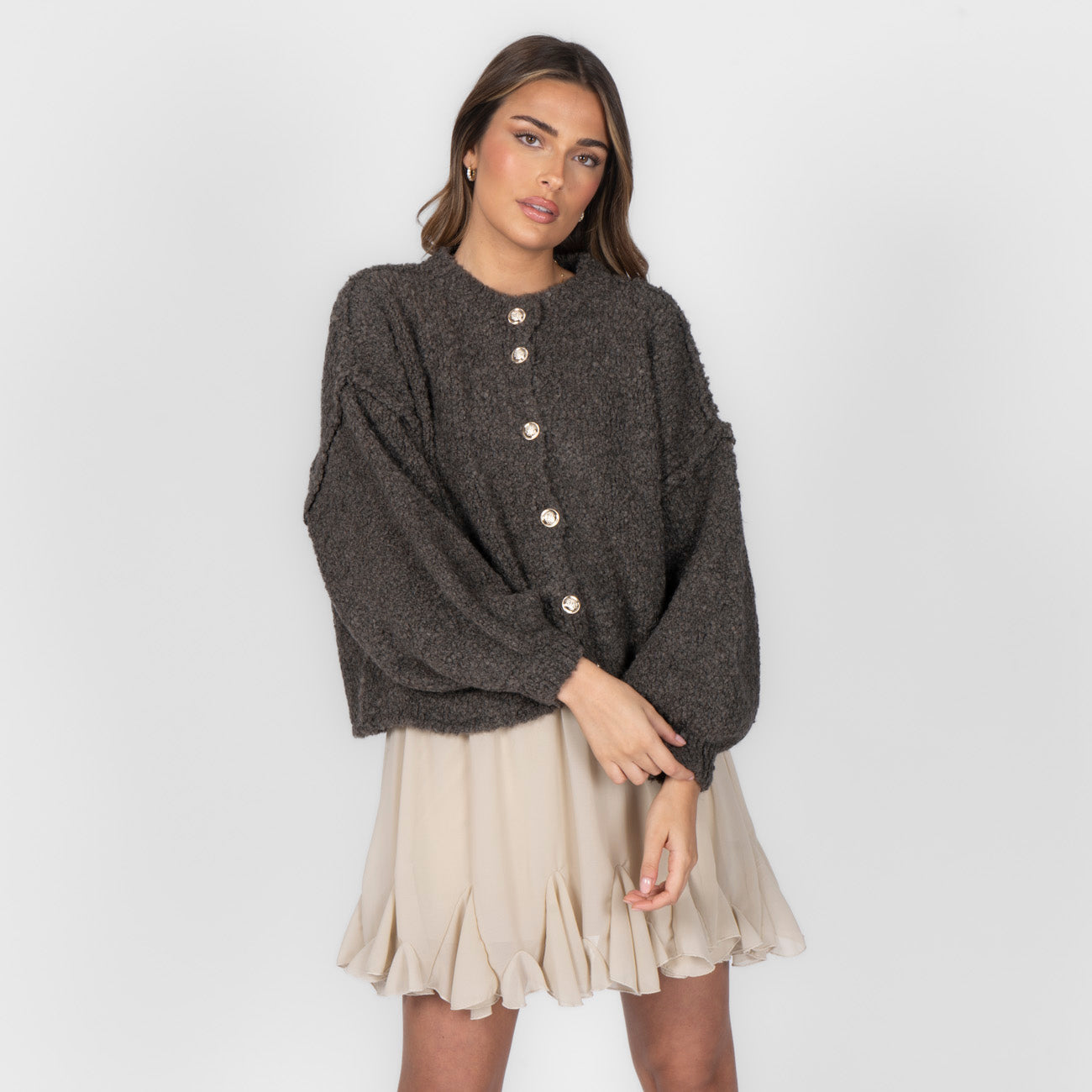 Bouclé Oversized Cardigan Short "CozyGlam"