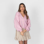 CozyGlam Oversize V-Cardigan Short