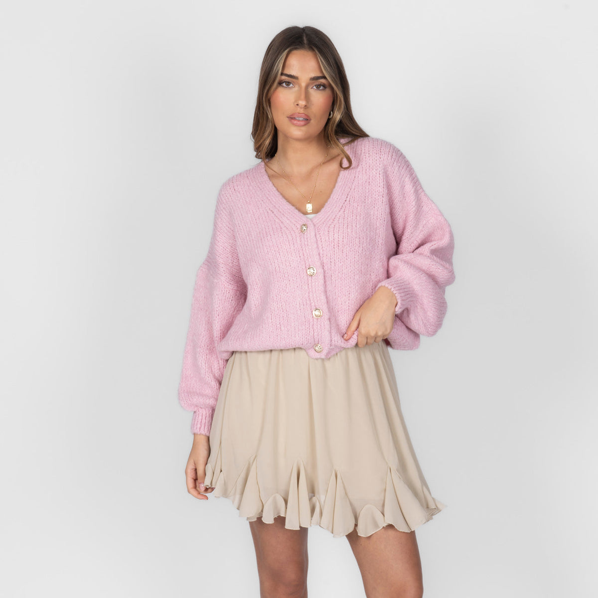 CozyGlam Oversize V-Cardigan Short