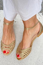 Isadora | Goldene Geflochtene Sandalen