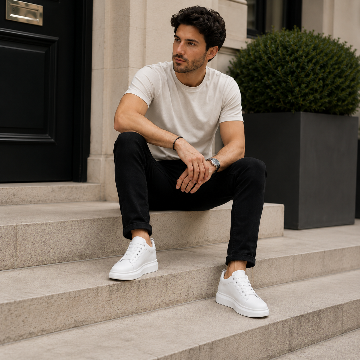 Weiße Sneaker – unsichtbare Größenerhöhung-Wächst bis zu 10 cm