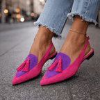 Nexoria - Elegante Bicolor-Damenmules mit trendigen Bommeln