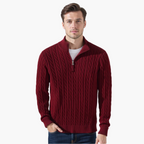 TAEBAEK Pullover mit Reißverschluss und Zopfmuster