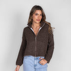Striped Zip Cardigan