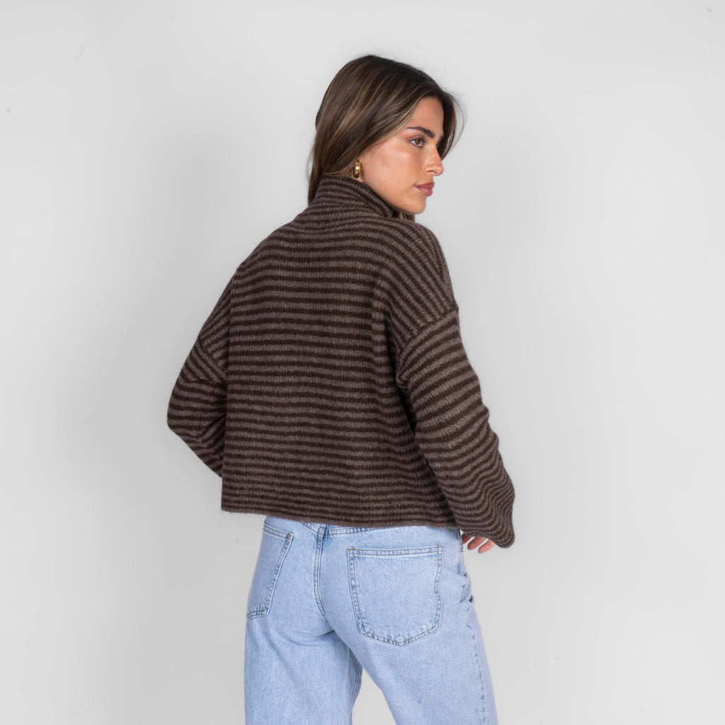 Striped Zip Cardigan