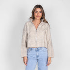 Striped Zip Cardigan