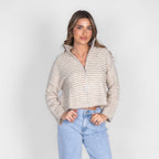 Striped Zip Cardigan
