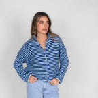 Striped Zip Cardigan