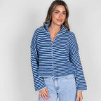 Striped Zip Cardigan