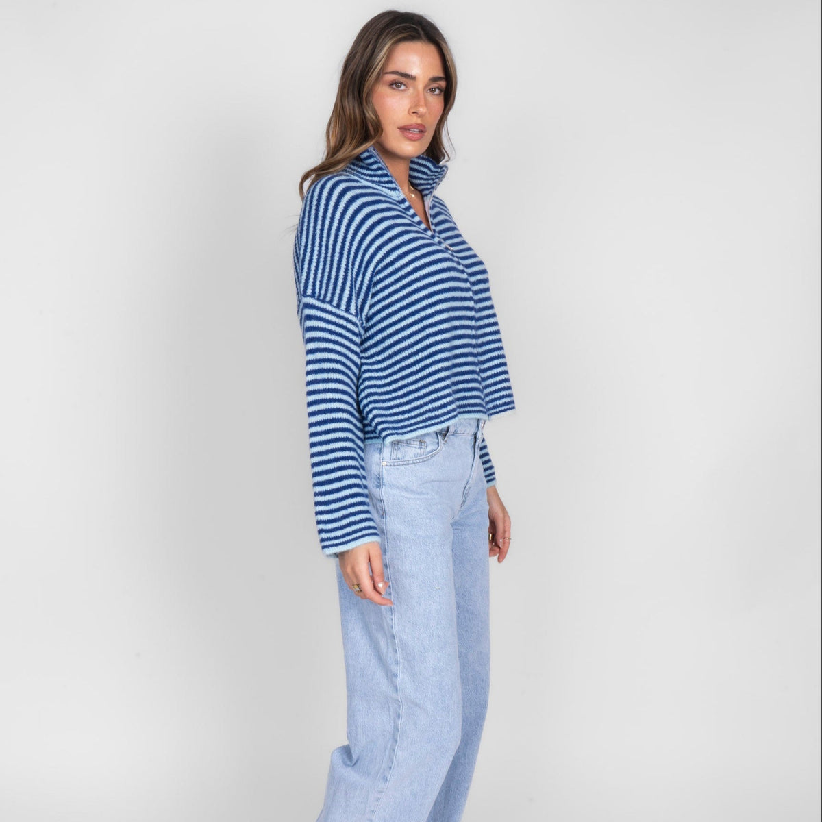 Striped Zip Cardigan