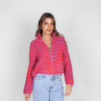 Striped Zip Cardigan