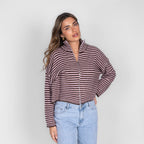 Striped Zip Cardigan