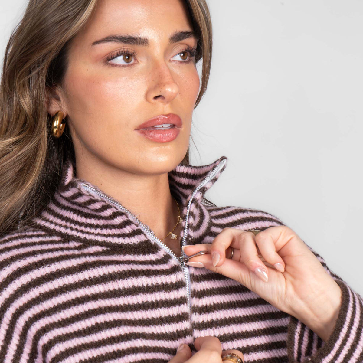 Striped Zip Cardigan