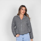 Striped Zip Cardigan