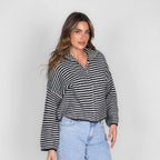 Striped Zip Cardigan