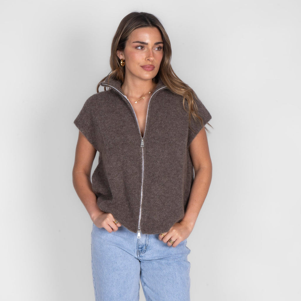 Oversized Zip Strickweste