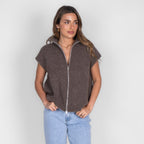 Oversized Zip Strickweste