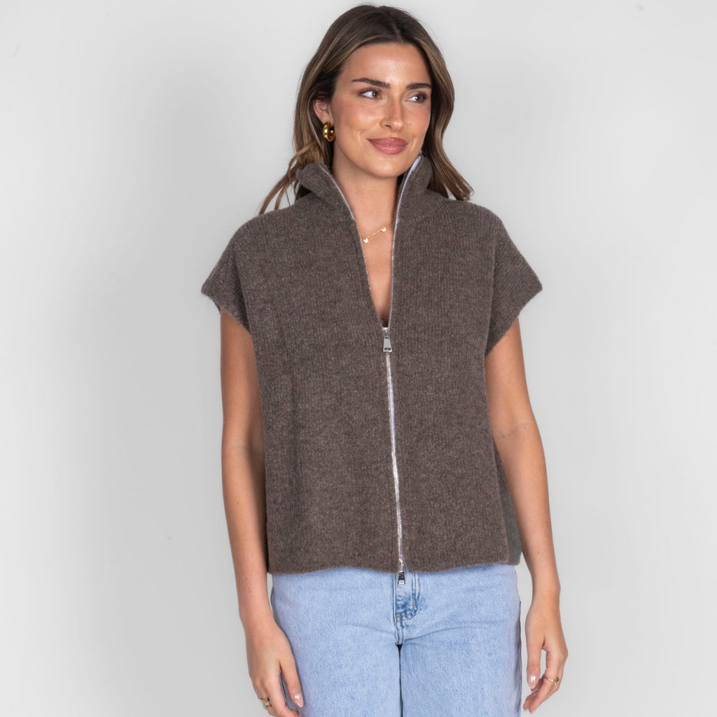 Oversized Zip Strickweste