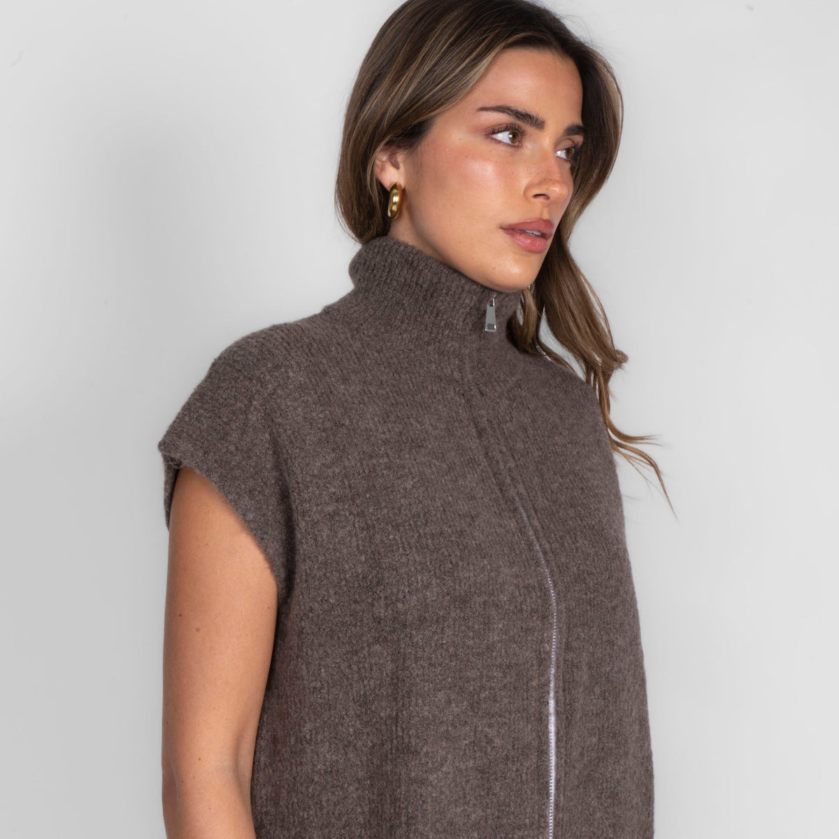 Oversized Zip Strickweste