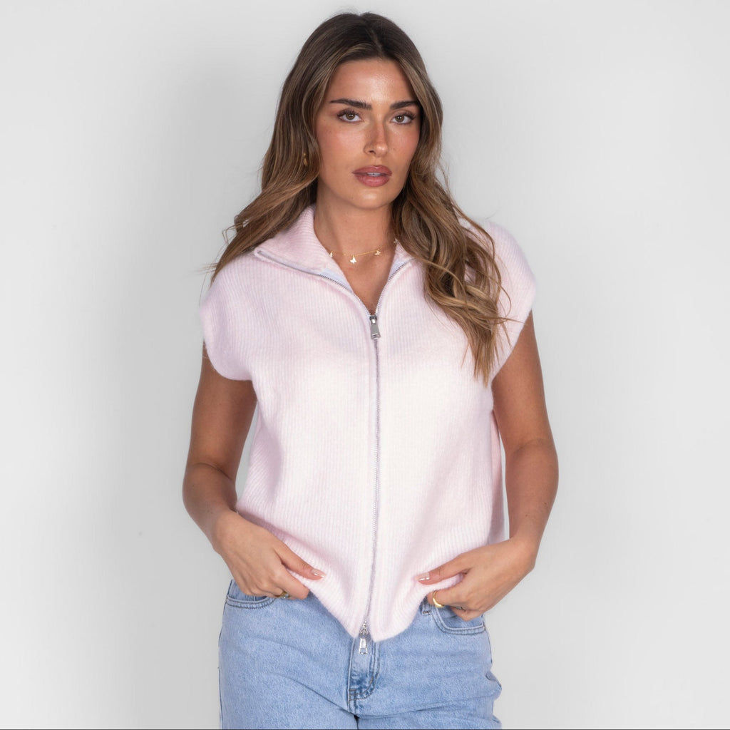Oversized Zip Strickweste