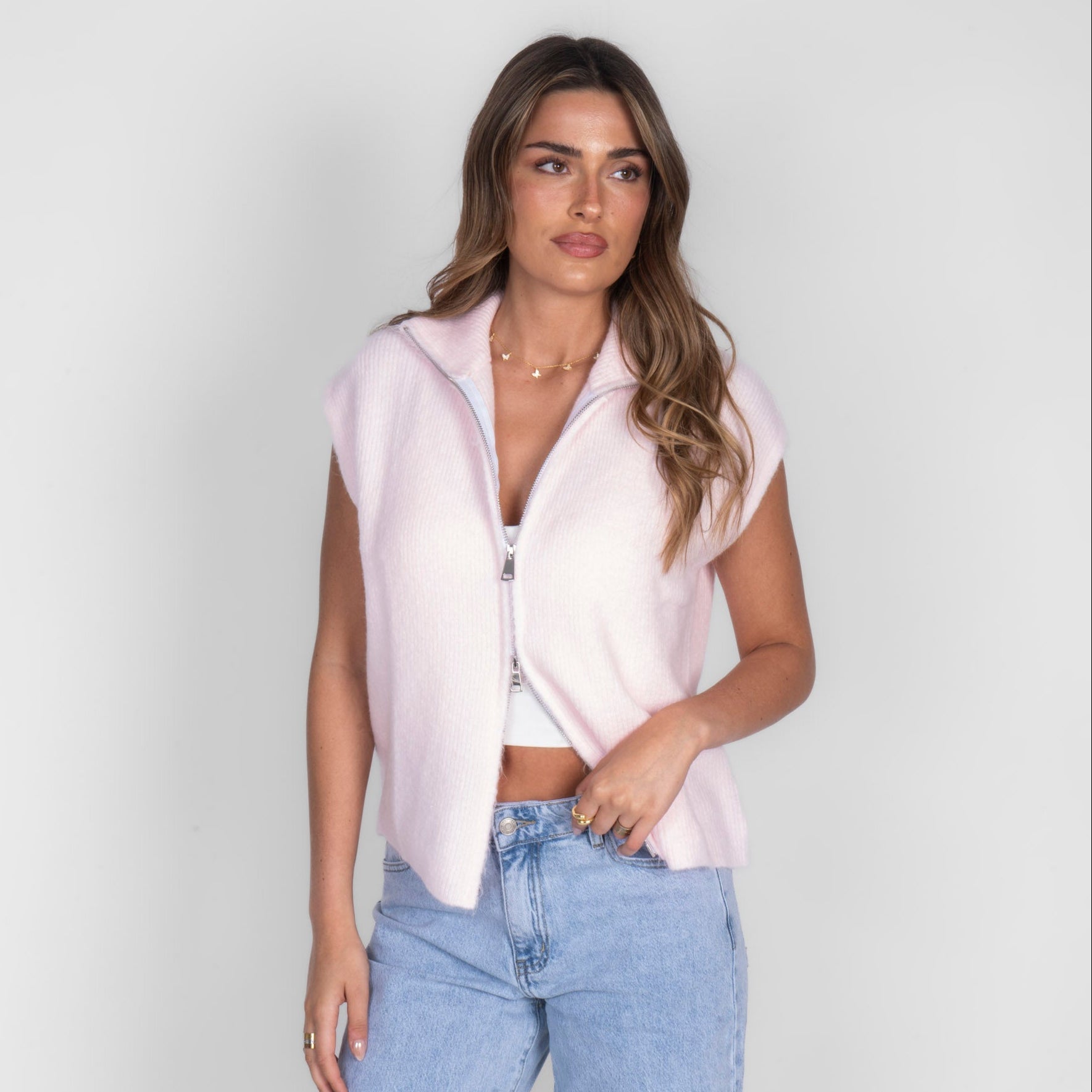 Oversized Zip Strickweste