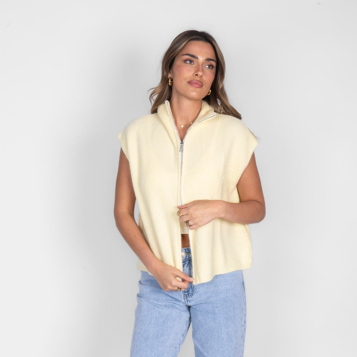 Oversized Zip Strickweste