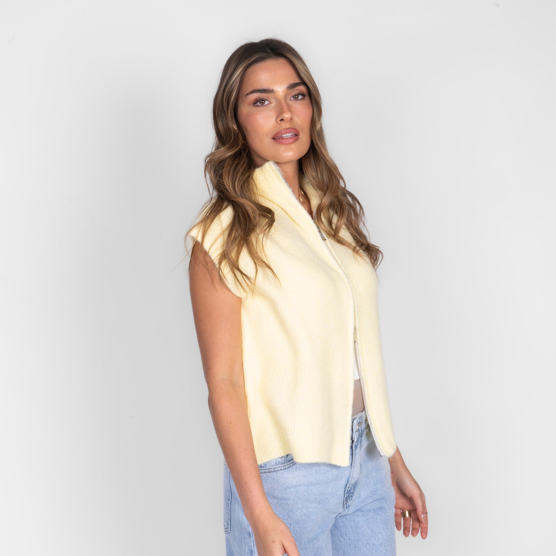 Oversized Zip Strickweste
