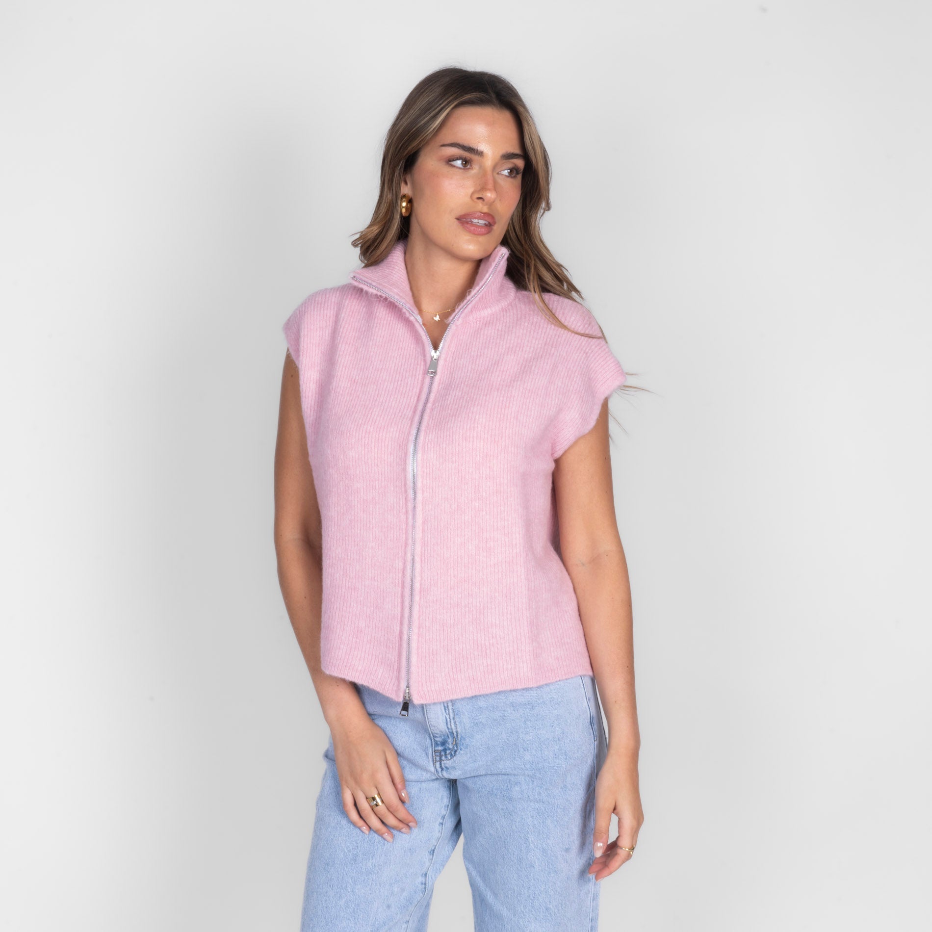 Oversized Zip Strickweste