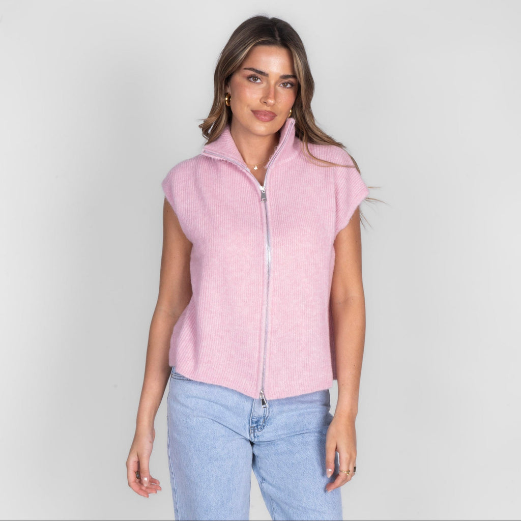Oversized Zip Strickweste