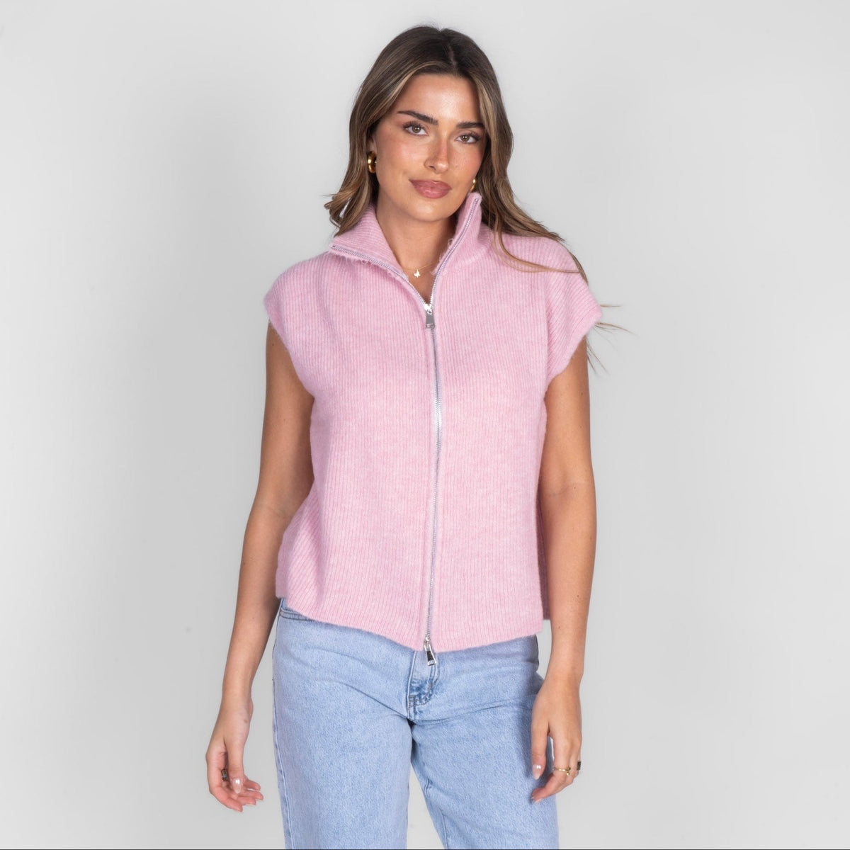 Oversized Zip Strickweste
