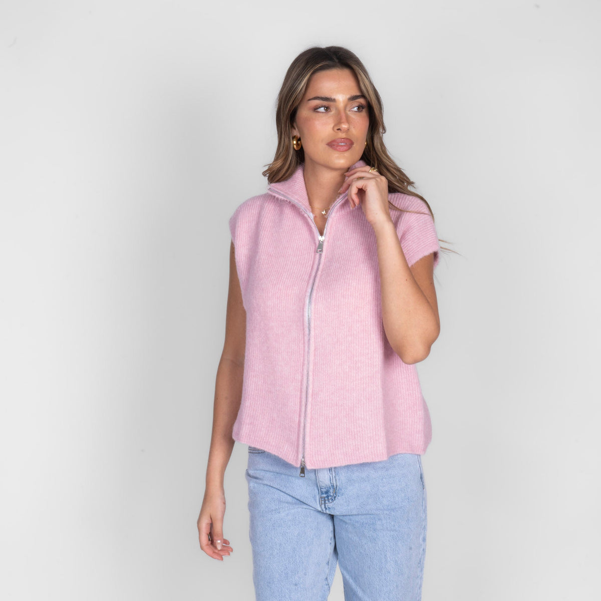 Oversized Zip Strickweste