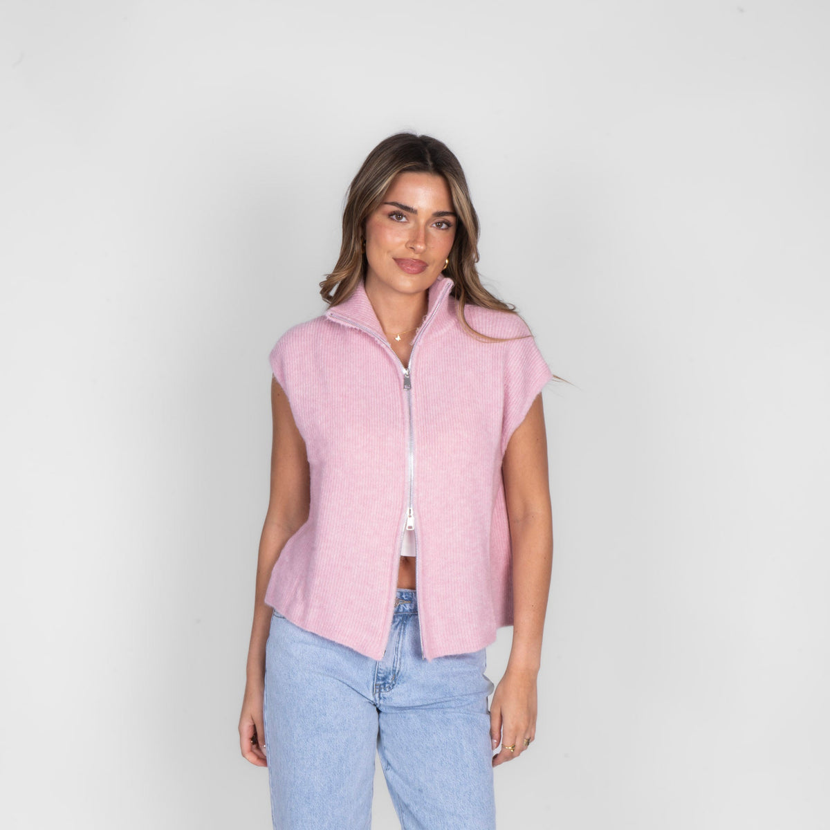 Oversized Zip Strickweste