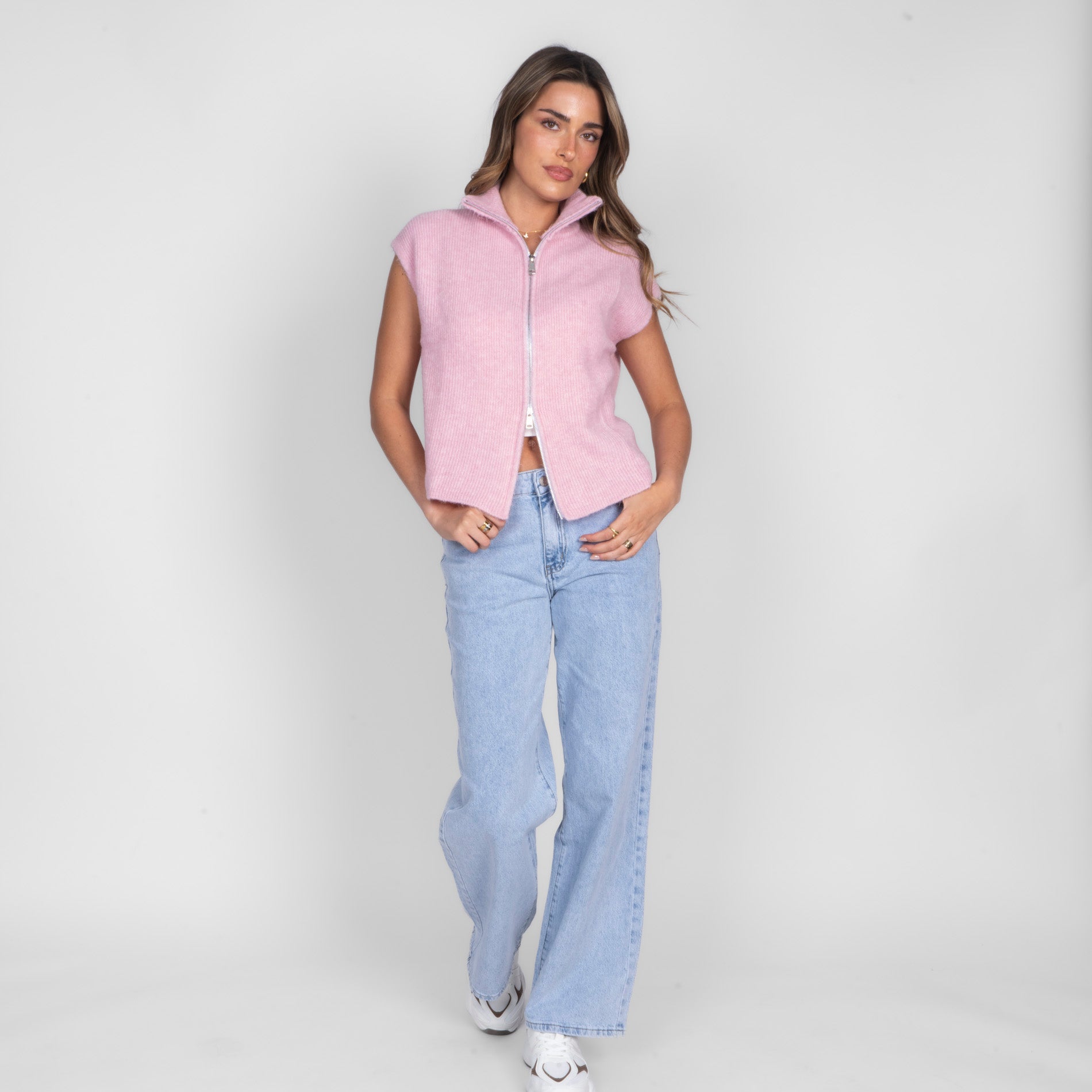 Oversized Zip Strickweste