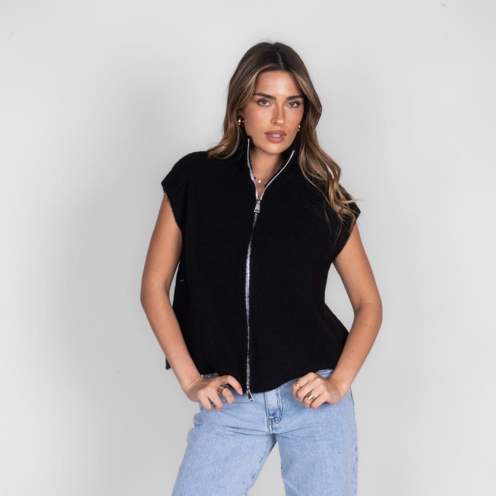 Oversized Zip Strickweste
