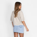 Kurzarm Stripes Strickcardigan