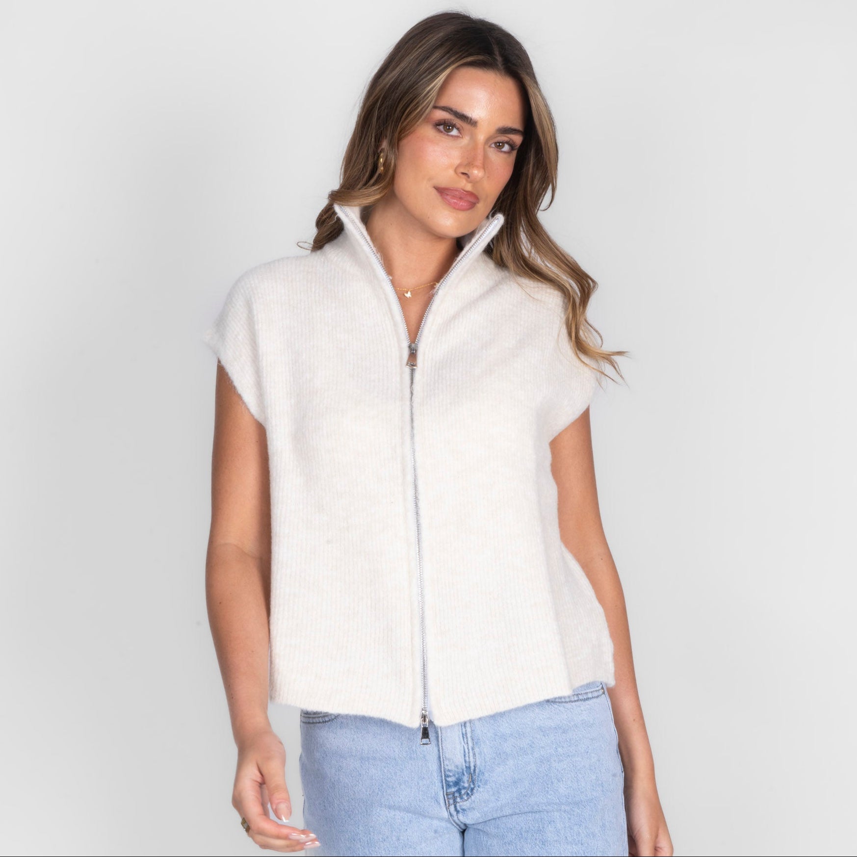 Oversized Zip Strickweste