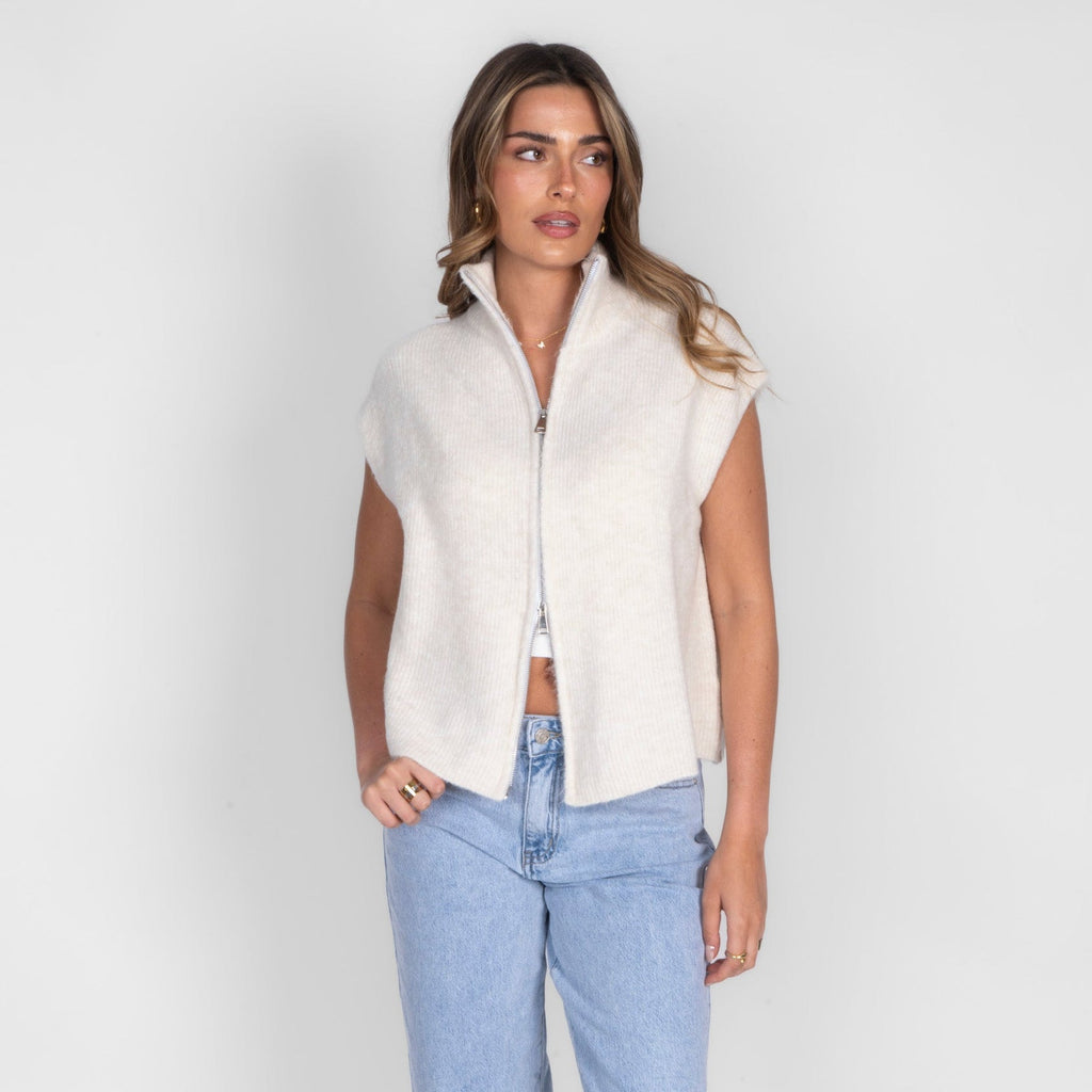 Oversized Zip Strickweste