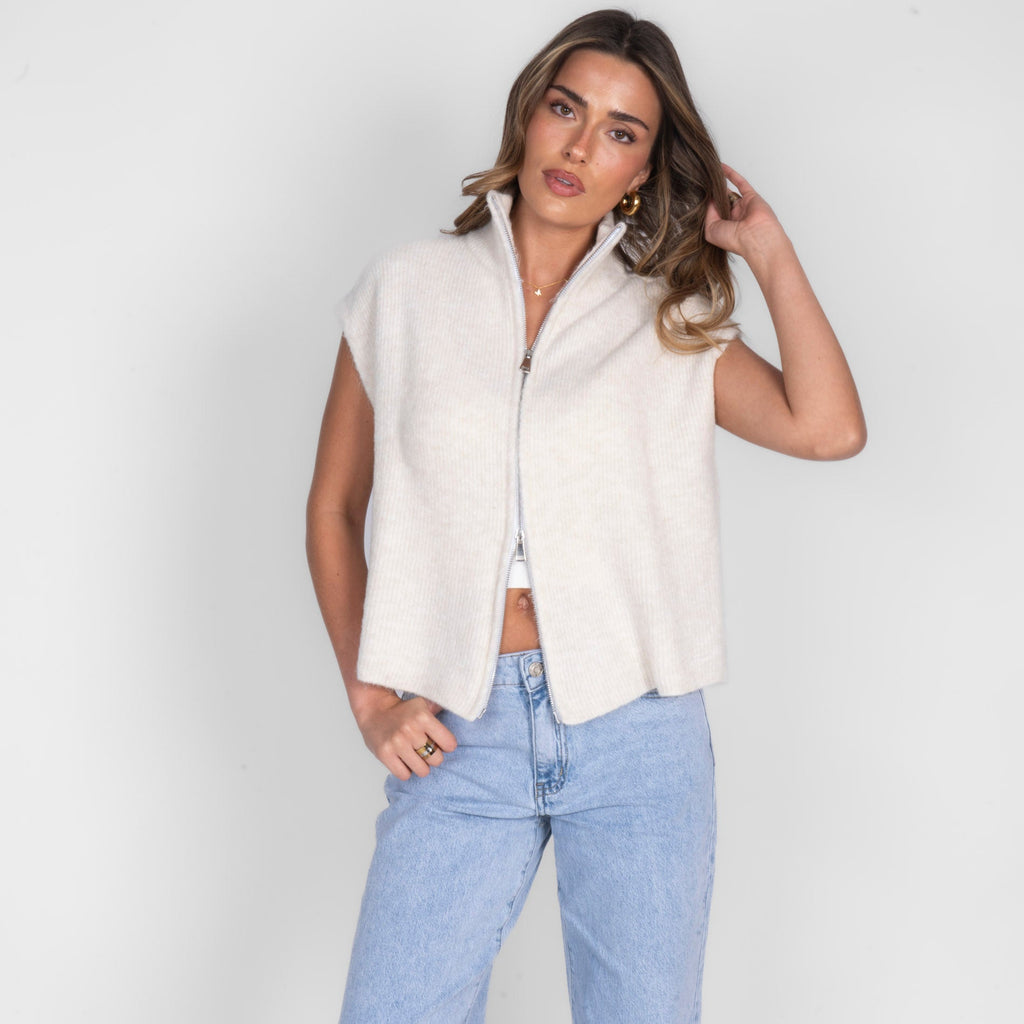 Oversized Zip Strickweste