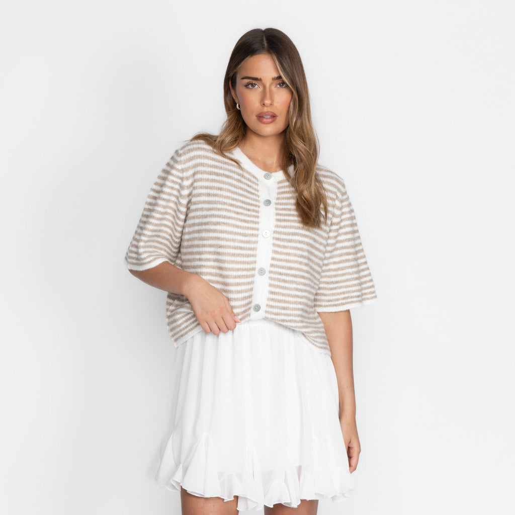 Kurzarm Stripes Strickcardigan
