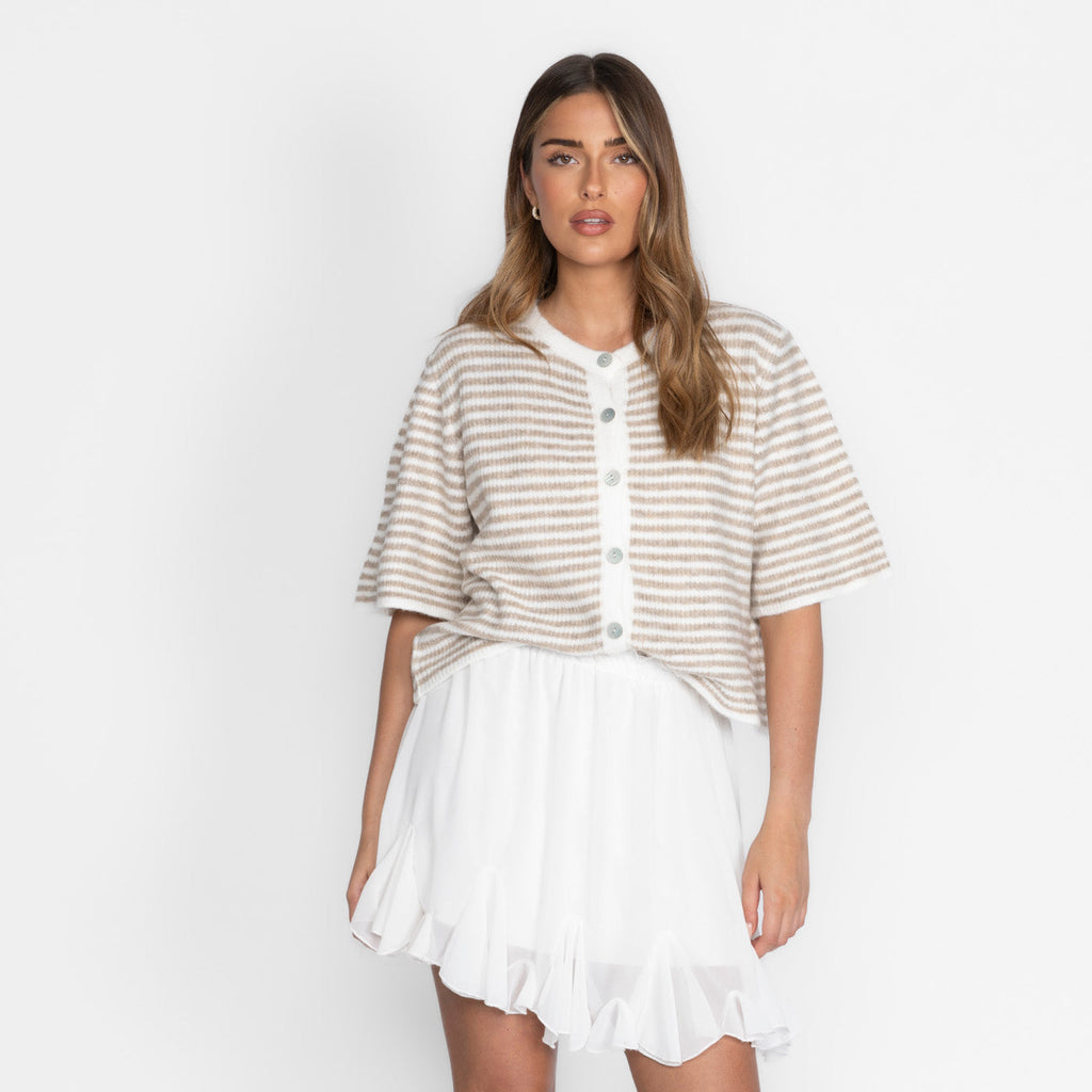 Kurzarm Stripes Strickcardigan