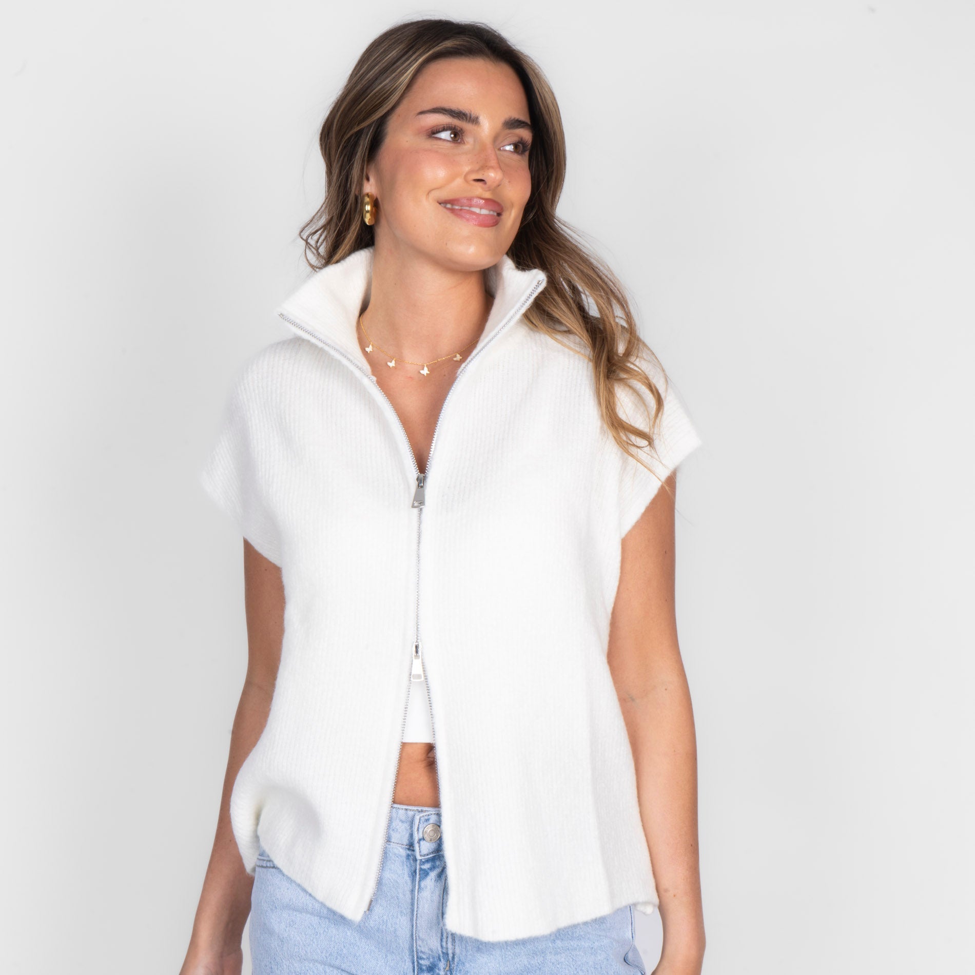 Oversized Zip Strickweste